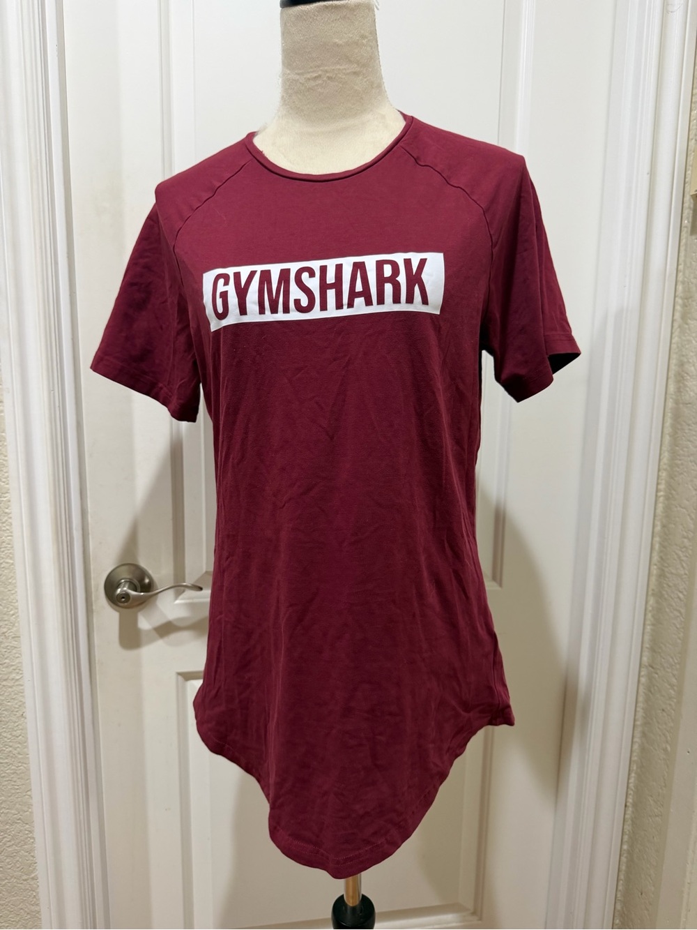 Gymshark Burgundy Tee with White Logo workout